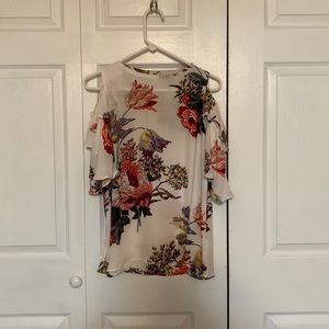 Umgee Floral Boutique Cold Shoulder Top
